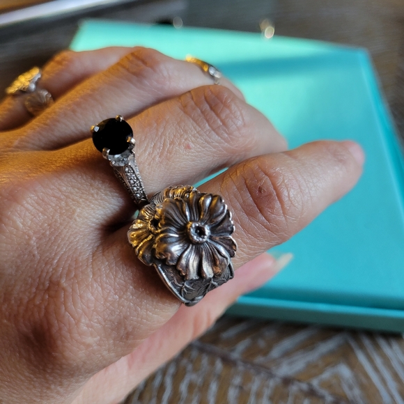 Antique Vintage Wild Prarie Roses Spoon Ring in Sterling Silver - Picture 11 of 12